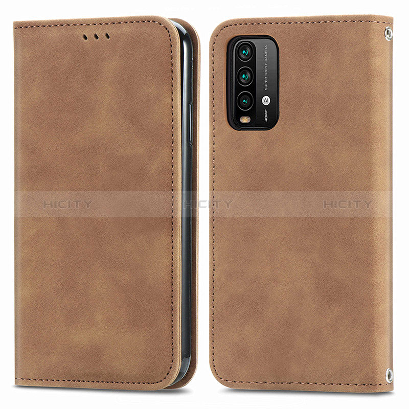 Custodia Portafoglio In Pelle Cover con Supporto S04D per Xiaomi Redmi 9T 4G Marrone