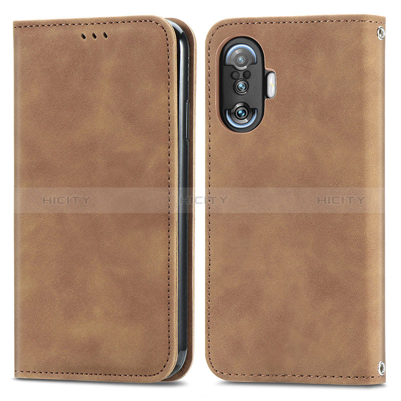 Custodia Portafoglio In Pelle Cover con Supporto S04D per Xiaomi Redmi K40 Gaming 5G Marrone