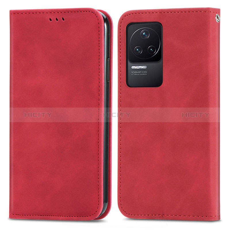 Custodia Portafoglio In Pelle Cover con Supporto S04D per Xiaomi Redmi K50 5G Rosso