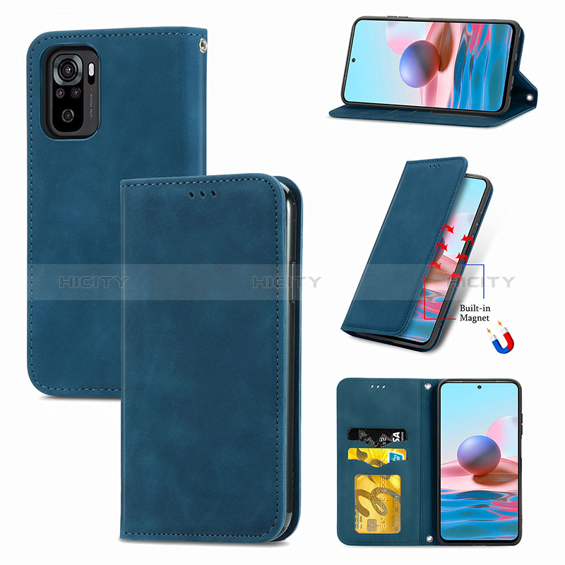 Custodia Portafoglio In Pelle Cover con Supporto S04D per Xiaomi Redmi Note 10 4G