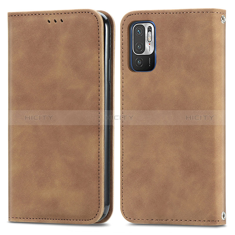 Custodia Portafoglio In Pelle Cover con Supporto S04D per Xiaomi Redmi Note 10 JE 5G Marrone