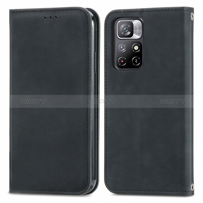 Custodia Portafoglio In Pelle Cover con Supporto S04D per Xiaomi Redmi Note 11 5G Nero