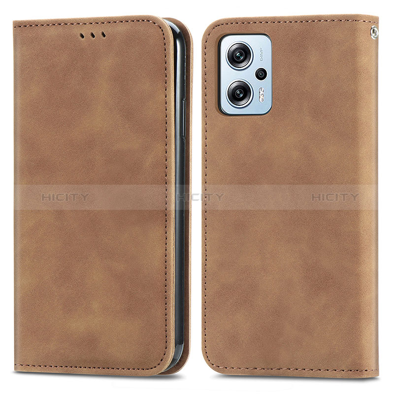 Custodia Portafoglio In Pelle Cover con Supporto S04D per Xiaomi Redmi Note 11 Pro+ Plus 5G Marrone