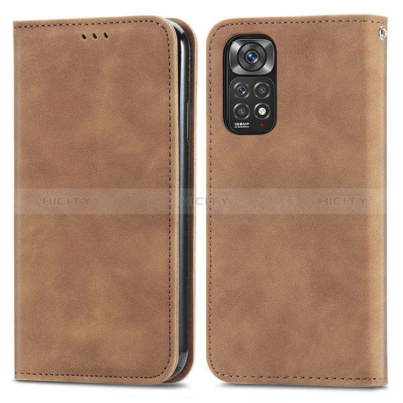 Custodia Portafoglio In Pelle Cover con Supporto S04D per Xiaomi Redmi Note 11S 4G Marrone