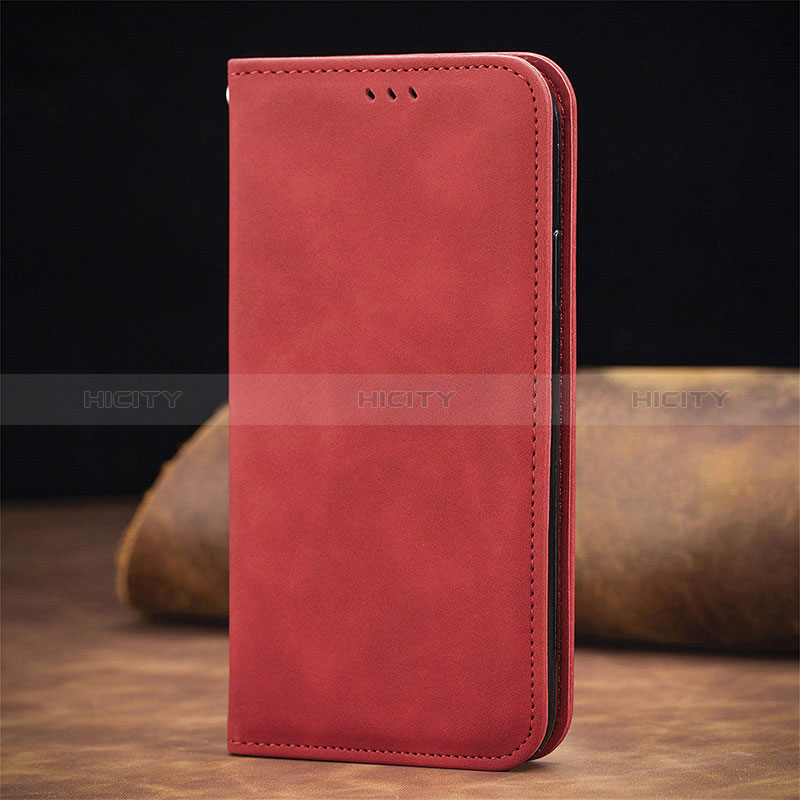 Custodia Portafoglio In Pelle Cover con Supporto S04D per Xiaomi Redmi Note 9 5G Rosso