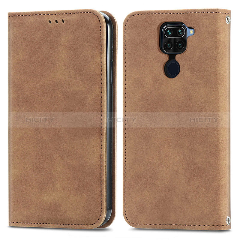 Custodia Portafoglio In Pelle Cover con Supporto S04D per Xiaomi Redmi Note 9 Marrone