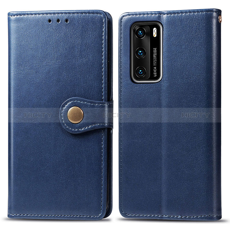 Custodia Portafoglio In Pelle Cover con Supporto S05D per Huawei P40 Blu