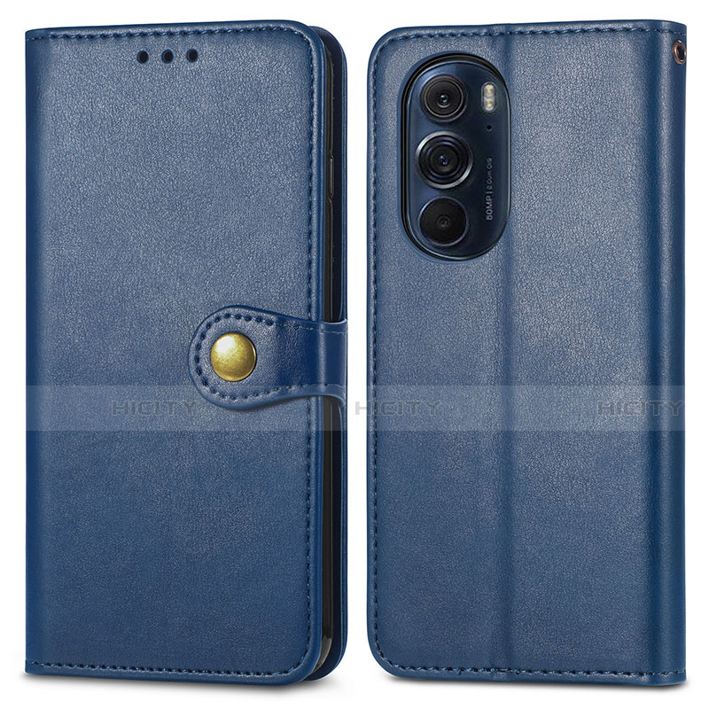 Custodia Portafoglio In Pelle Cover con Supporto S05D per Motorola Moto Edge 30 Pro 5G Blu