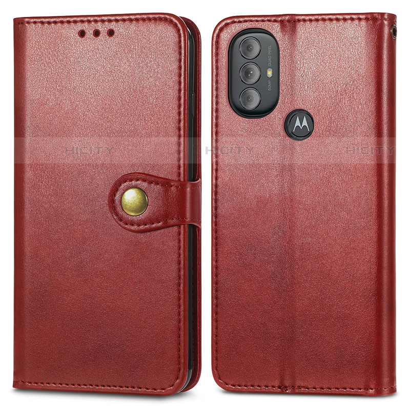 Custodia Portafoglio In Pelle Cover con Supporto S05D per Motorola Moto G Play Gen 2 Rosso