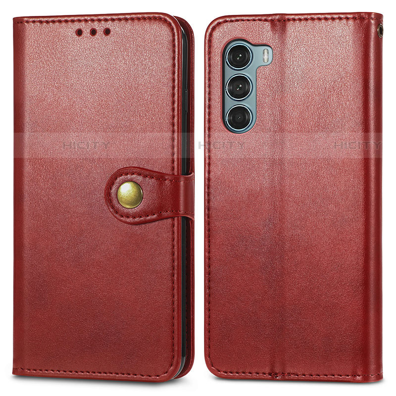 Custodia Portafoglio In Pelle Cover con Supporto S05D per Motorola Moto G200 5G Rosso