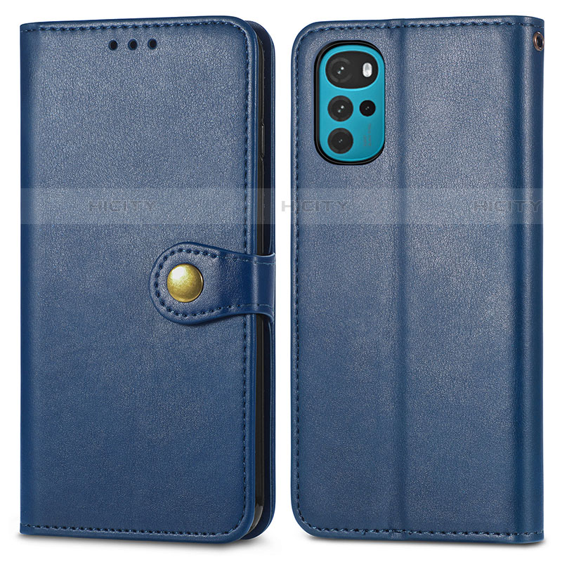 Custodia Portafoglio In Pelle Cover con Supporto S05D per Motorola Moto G22 Blu