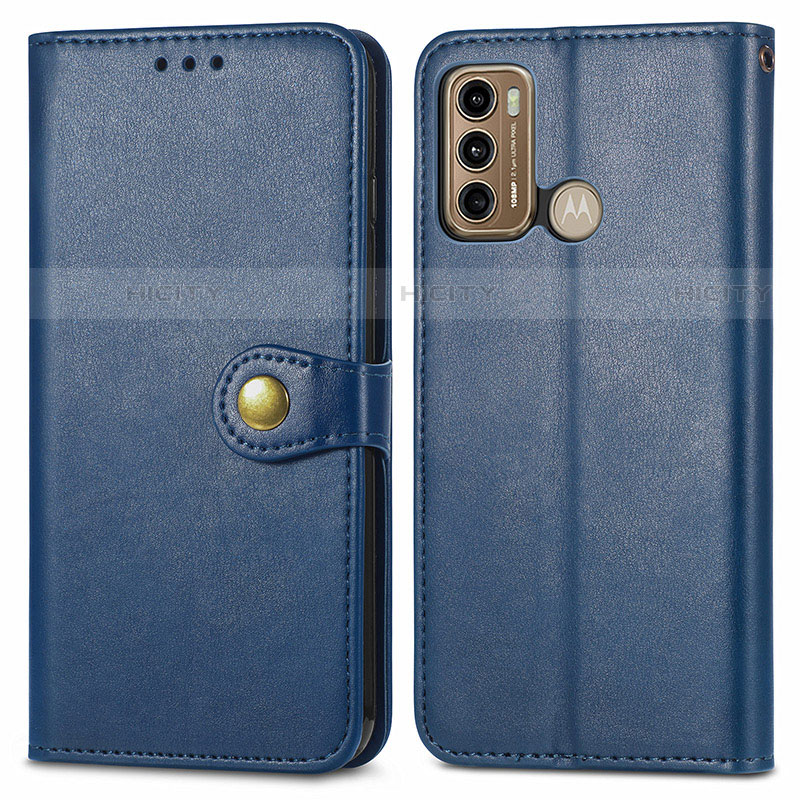 Custodia Portafoglio In Pelle Cover con Supporto S05D per Motorola Moto G40 Fusion Blu