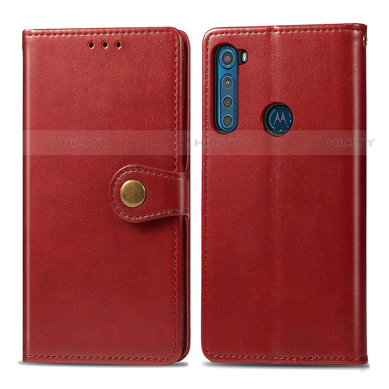 Custodia Portafoglio In Pelle Cover con Supporto S05D per Motorola Moto One Fusion Plus Rosso