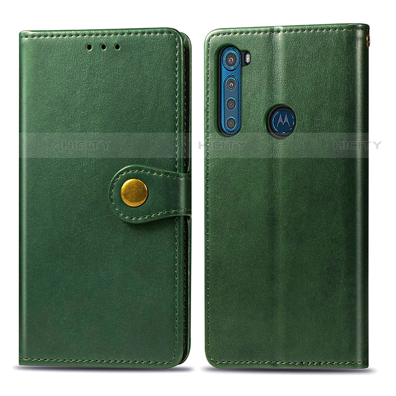 Custodia Portafoglio In Pelle Cover con Supporto S05D per Motorola Moto One Fusion Plus Verde