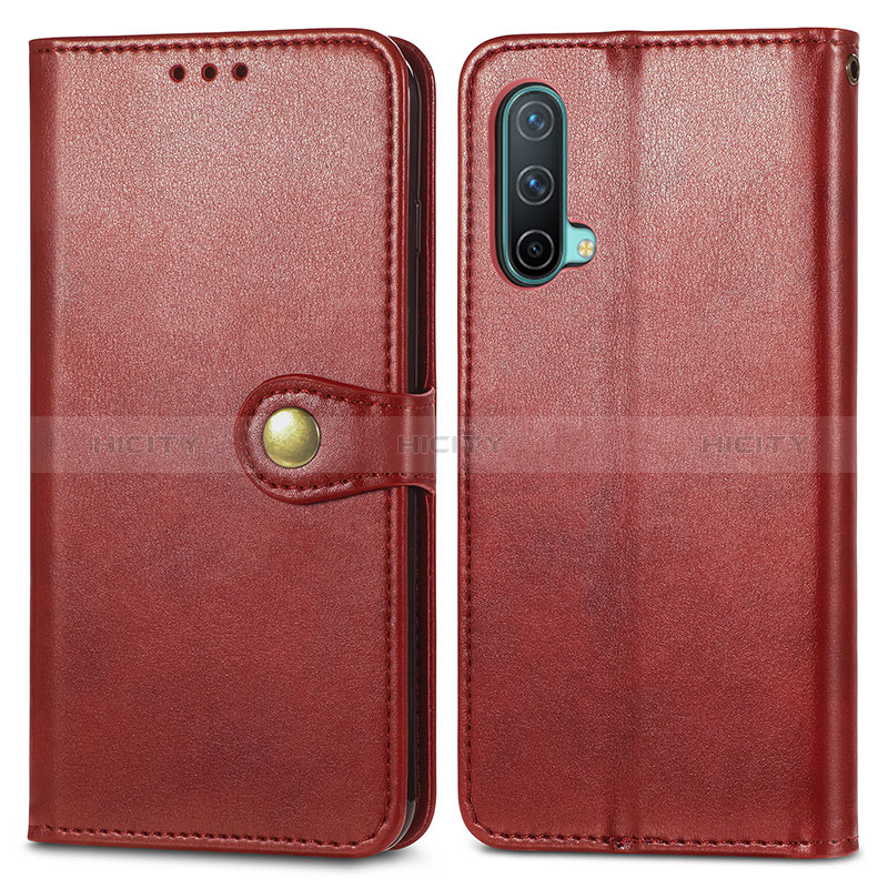 Custodia Portafoglio In Pelle Cover con Supporto S05D per OnePlus Nord CE 5G Rosso