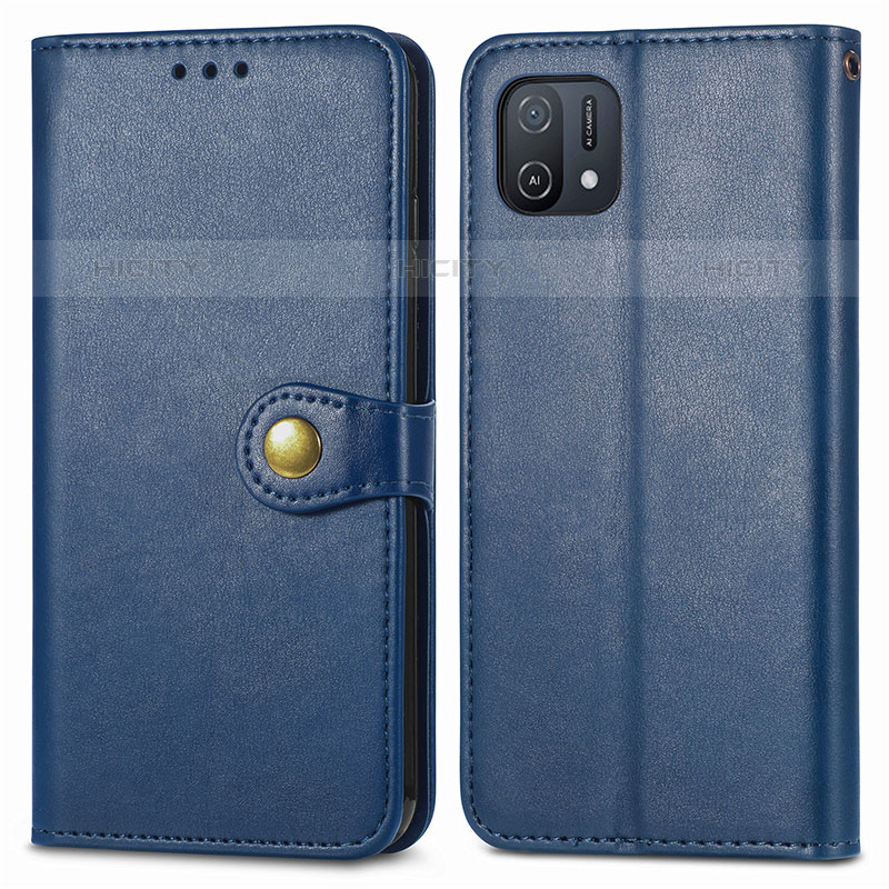 Custodia Portafoglio In Pelle Cover con Supporto S05D per Oppo A16K Blu