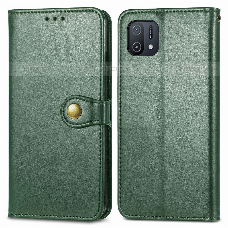 Custodia Portafoglio In Pelle Cover con Supporto S05D per Oppo A16K Verde