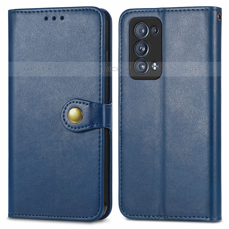 Custodia Portafoglio In Pelle Cover con Supporto S05D per Oppo Reno6 Pro 5G Blu