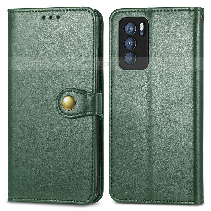 Custodia Portafoglio In Pelle Cover con Supporto S05D per Oppo Reno6 Pro 5G India Verde