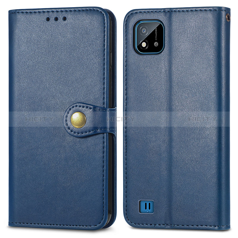 Custodia Portafoglio In Pelle Cover con Supporto S05D per Realme C11 (2021) Blu