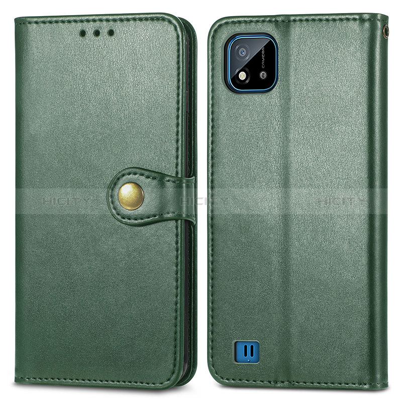 Custodia Portafoglio In Pelle Cover con Supporto S05D per Realme C20A Verde