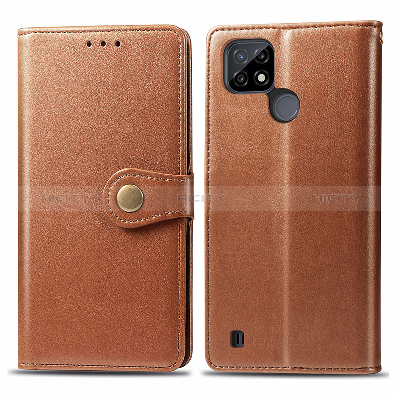 Custodia Portafoglio In Pelle Cover con Supporto S05D per Realme C21 Marrone