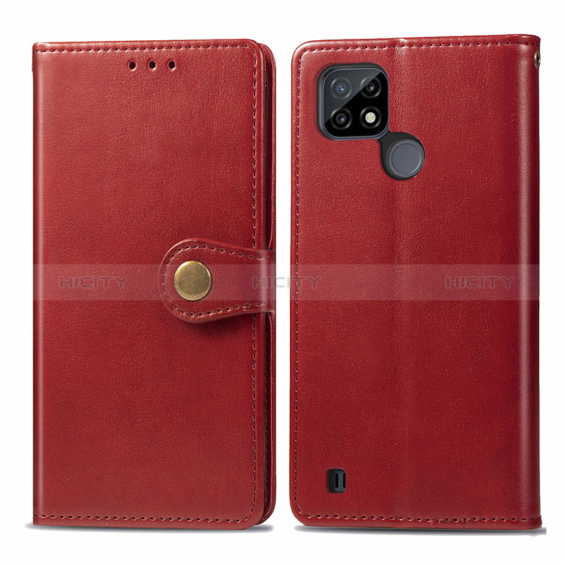 Custodia Portafoglio In Pelle Cover con Supporto S05D per Realme C21 Rosso