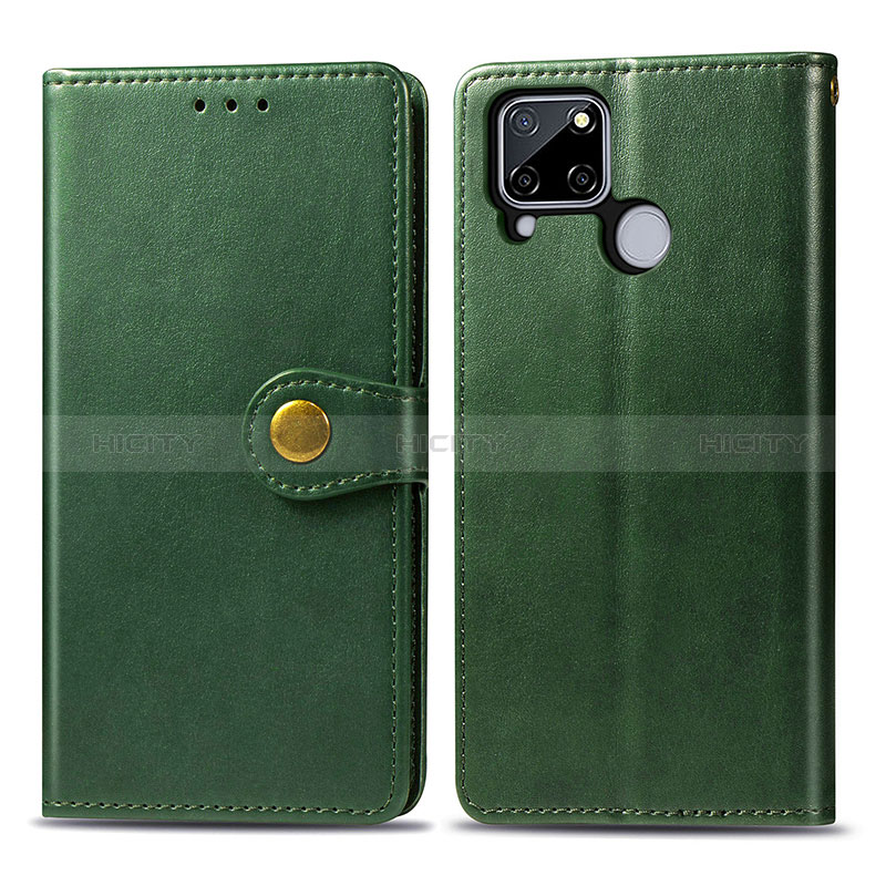 Custodia Portafoglio In Pelle Cover con Supporto S05D per Realme C25S Verde