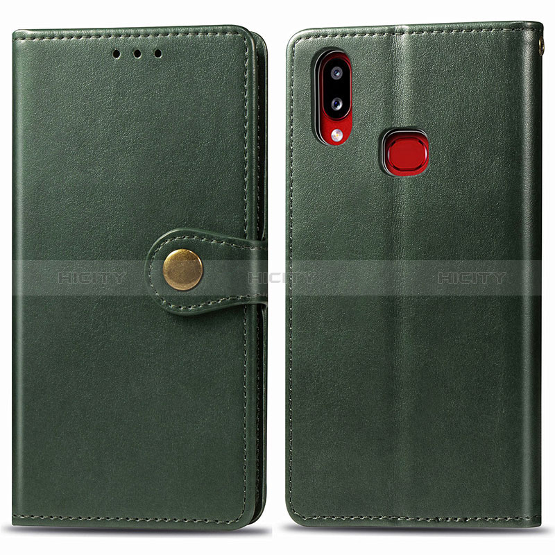 Custodia Portafoglio In Pelle Cover con Supporto S05D per Samsung Galaxy A10s Verde