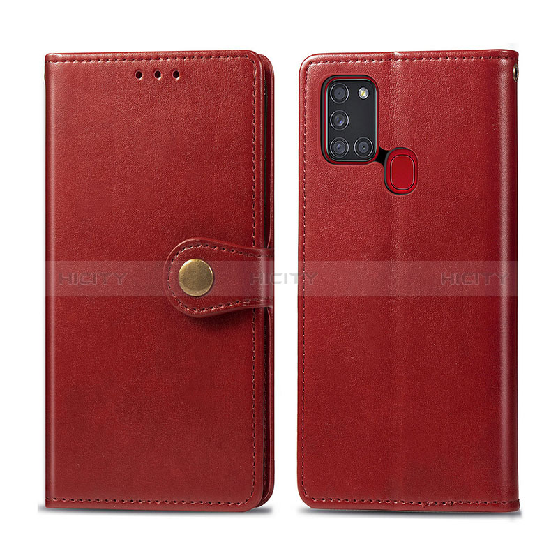 Custodia Portafoglio In Pelle Cover con Supporto S05D per Samsung Galaxy A21s Rosso