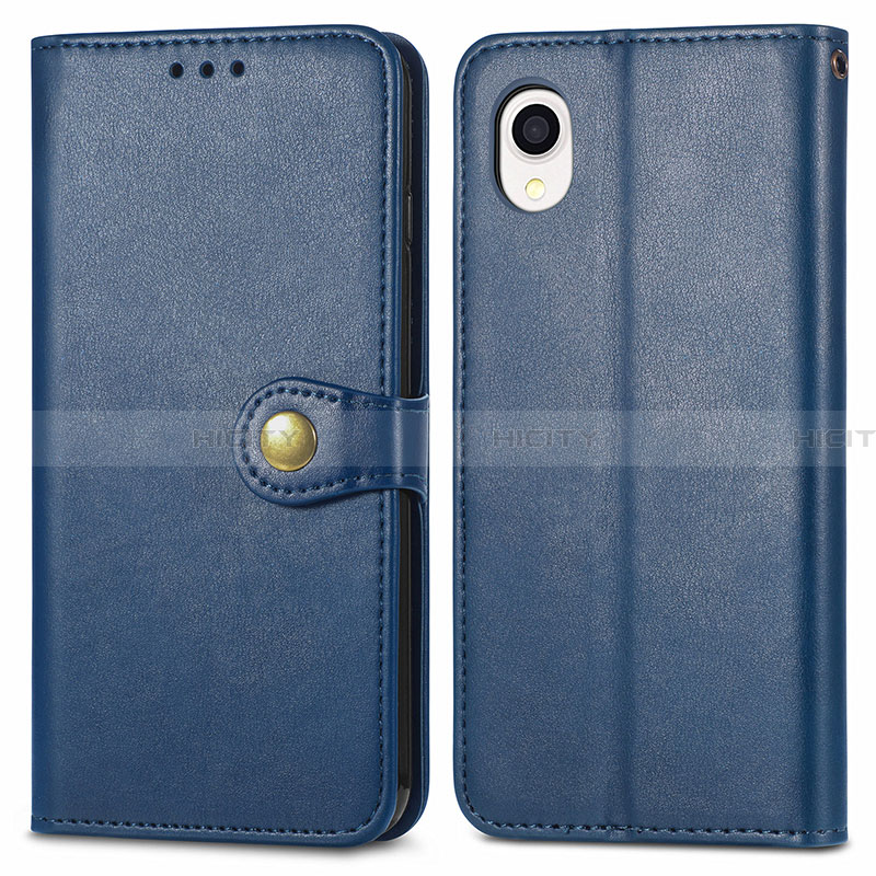 Custodia Portafoglio In Pelle Cover con Supporto S05D per Samsung Galaxy A22 5G SC-56B Blu