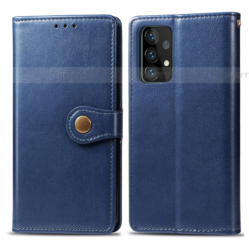 Custodia Portafoglio In Pelle Cover con Supporto S05D per Samsung Galaxy A52 5G Blu