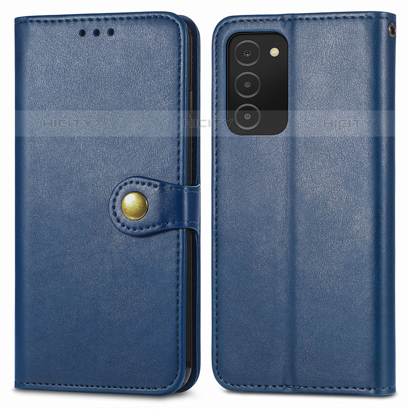 Custodia Portafoglio In Pelle Cover con Supporto S05D per Samsung Galaxy M02s Blu