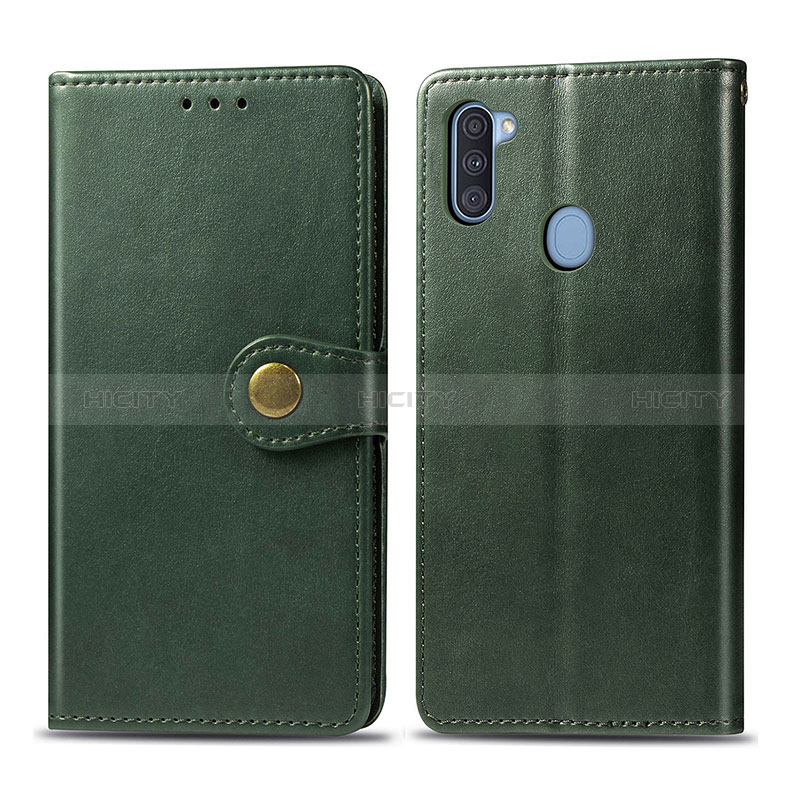 Custodia Portafoglio In Pelle Cover con Supporto S05D per Samsung Galaxy M11 Verde