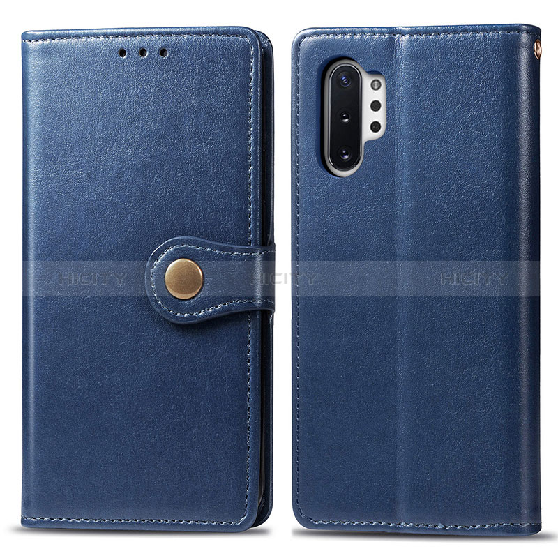 Custodia Portafoglio In Pelle Cover con Supporto S05D per Samsung Galaxy Note 10 Plus 5G Blu