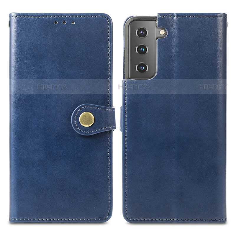 Custodia Portafoglio In Pelle Cover con Supporto S05D per Samsung Galaxy S21 5G Blu