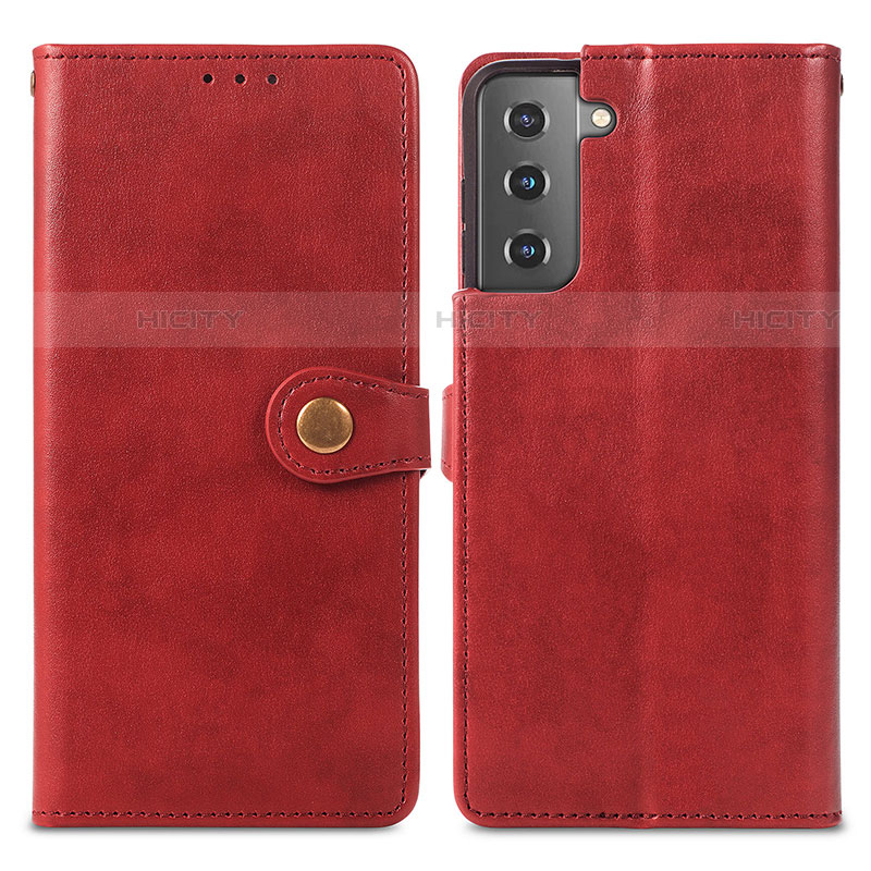 Custodia Portafoglio In Pelle Cover con Supporto S05D per Samsung Galaxy S21 5G Rosso