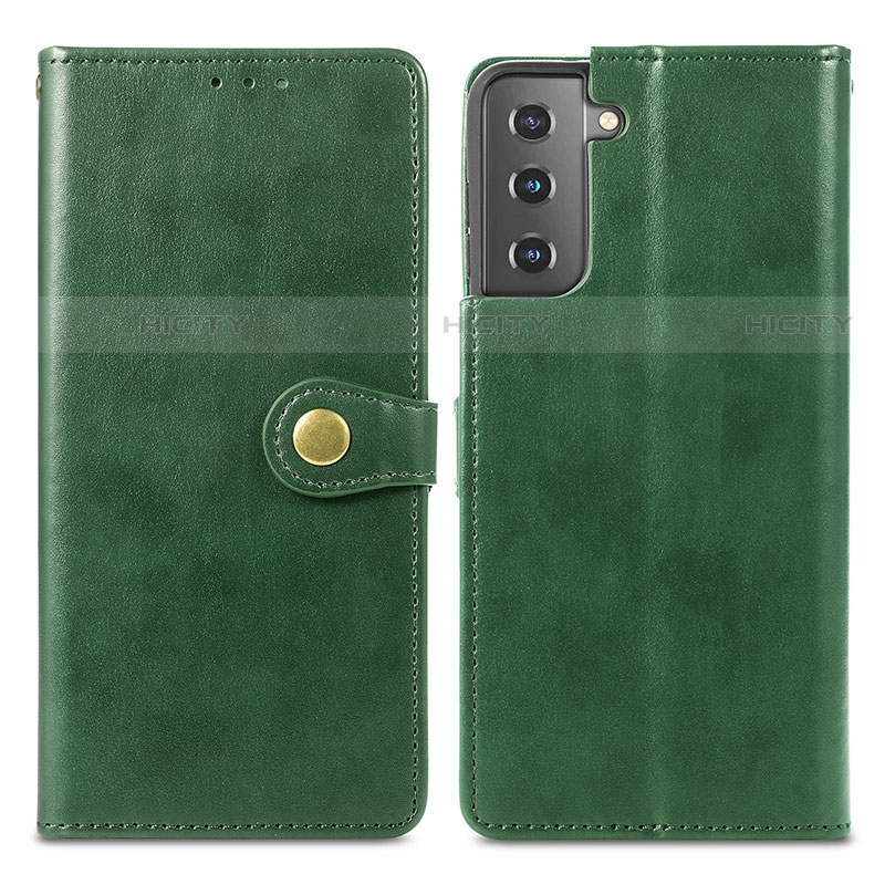 Custodia Portafoglio In Pelle Cover con Supporto S05D per Samsung Galaxy S21 5G Verde