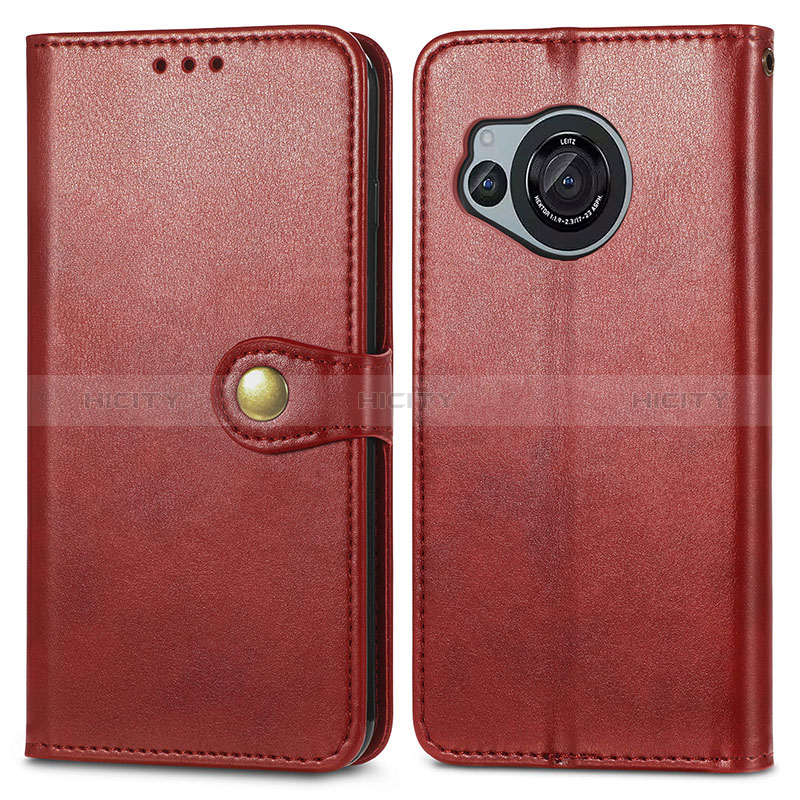 Custodia Portafoglio In Pelle Cover con Supporto S05D per Sharp Aquos R8 Rosso