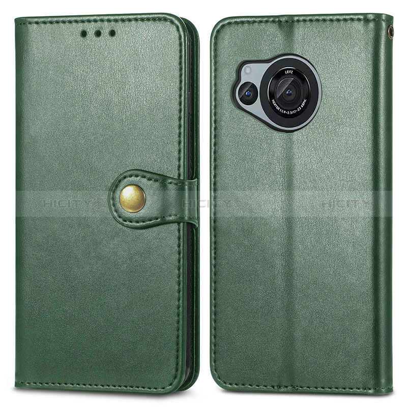 Custodia Portafoglio In Pelle Cover con Supporto S05D per Sharp Aquos R8 Verde