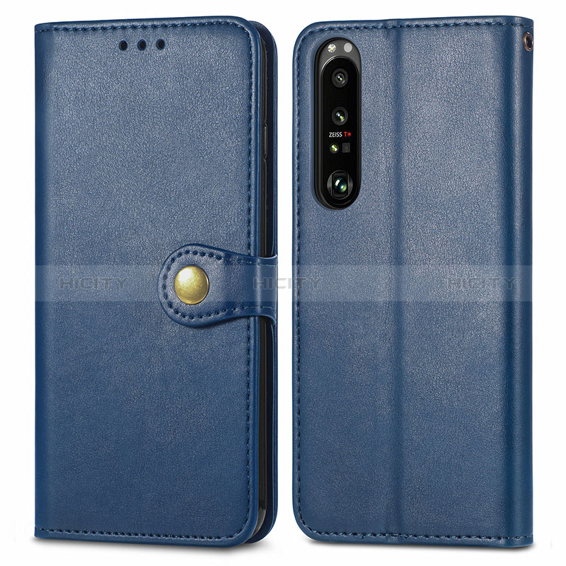 Custodia Portafoglio In Pelle Cover con Supporto S05D per Sony Xperia 1 III Blu