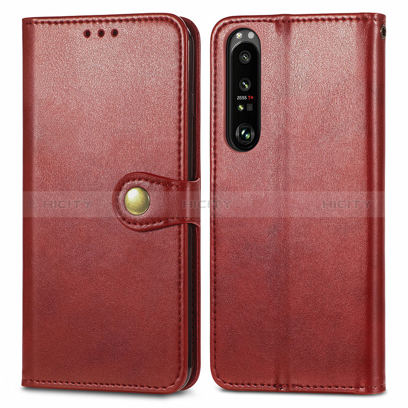 Custodia Portafoglio In Pelle Cover con Supporto S05D per Sony Xperia 1 III Rosso