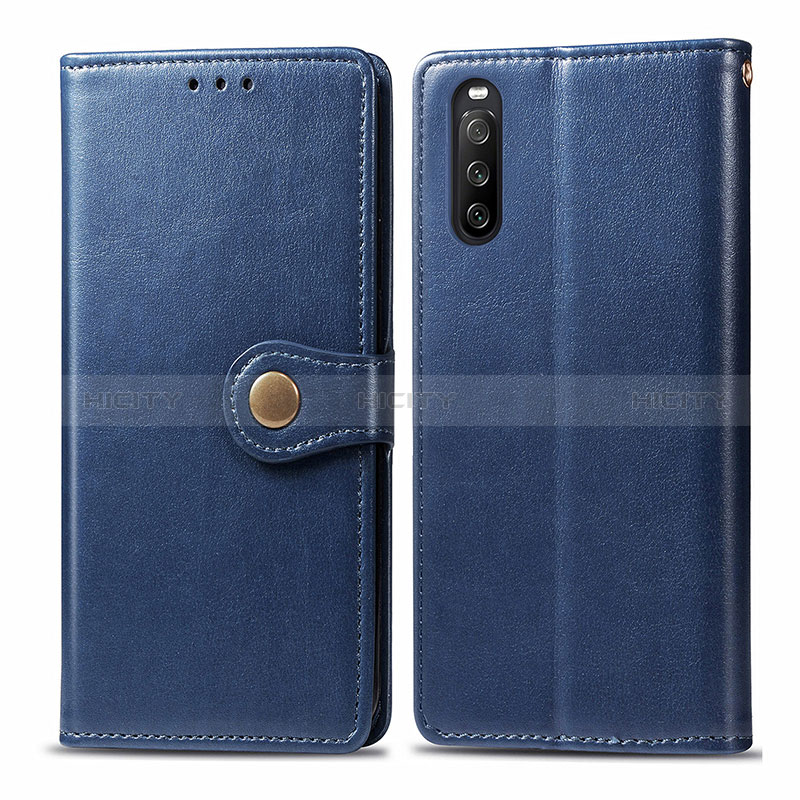 Custodia Portafoglio In Pelle Cover con Supporto S05D per Sony Xperia 10 III Blu