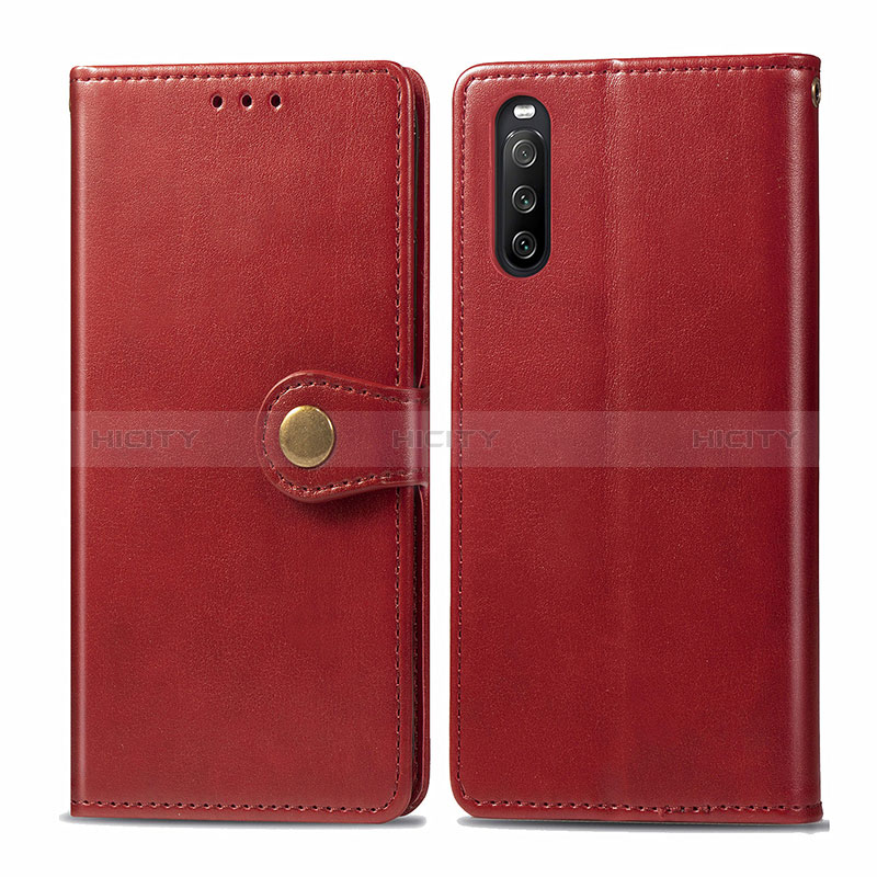 Custodia Portafoglio In Pelle Cover con Supporto S05D per Sony Xperia 10 III Rosso