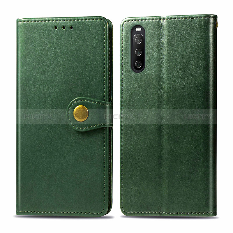 Custodia Portafoglio In Pelle Cover con Supporto S05D per Sony Xperia 10 III Verde