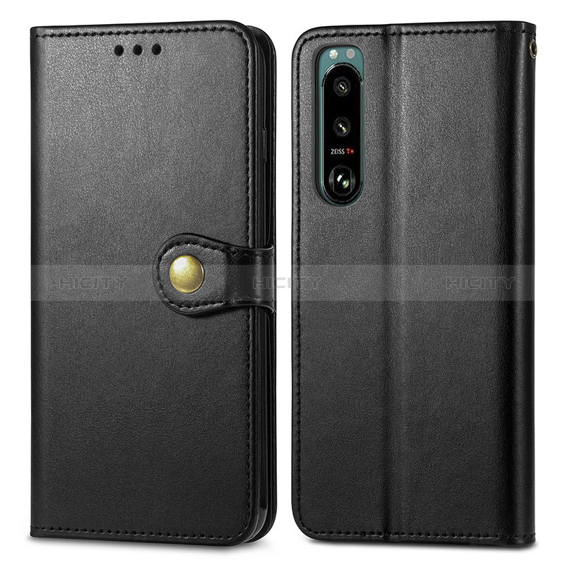 Custodia Portafoglio In Pelle Cover con Supporto S05D per Sony Xperia 5 IV Nero