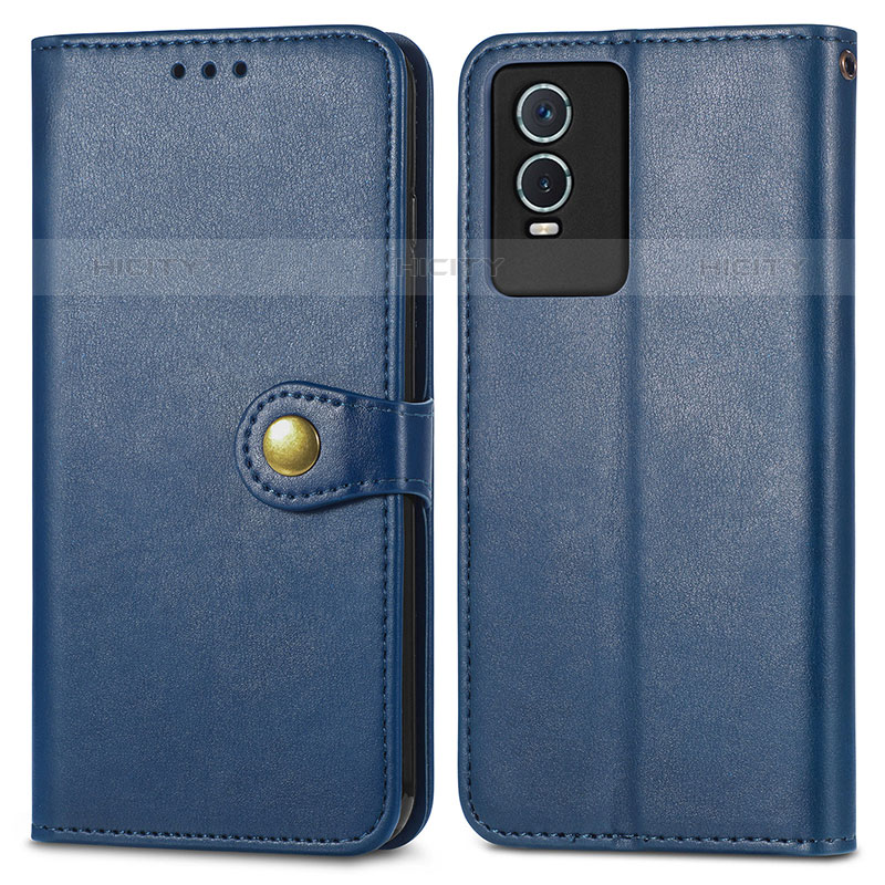 Custodia Portafoglio In Pelle Cover con Supporto S05D per Vivo Y74s 5G Blu