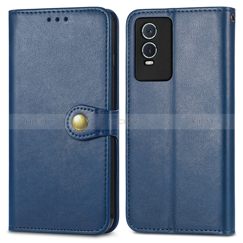 Custodia Portafoglio In Pelle Cover con Supporto S05D per Vivo Y76s 5G Blu