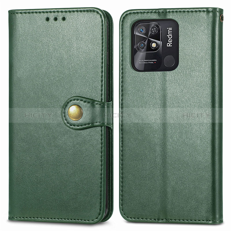 Custodia Portafoglio In Pelle Cover con Supporto S05D per Xiaomi Redmi 10 India Verde