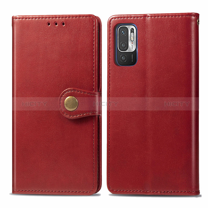 Custodia Portafoglio In Pelle Cover con Supporto S05D per Xiaomi Redmi Note 10 5G Rosso